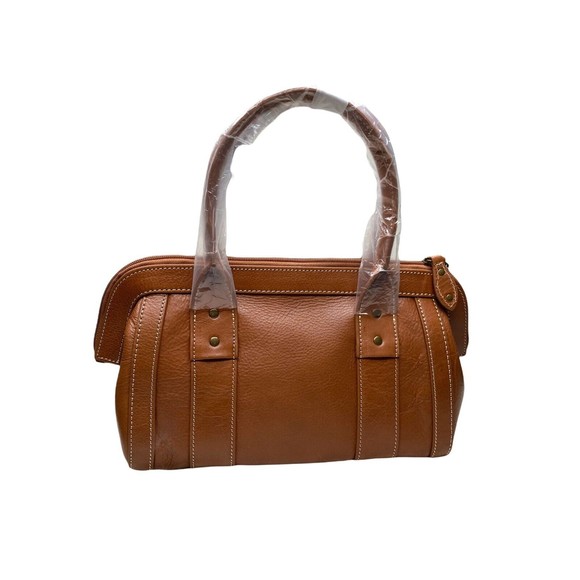 Unbranded Vtg  NWT Leather Structured Tan Brown (Saddle) TIMELESS Medium Satchel - Picture 1 of 9
